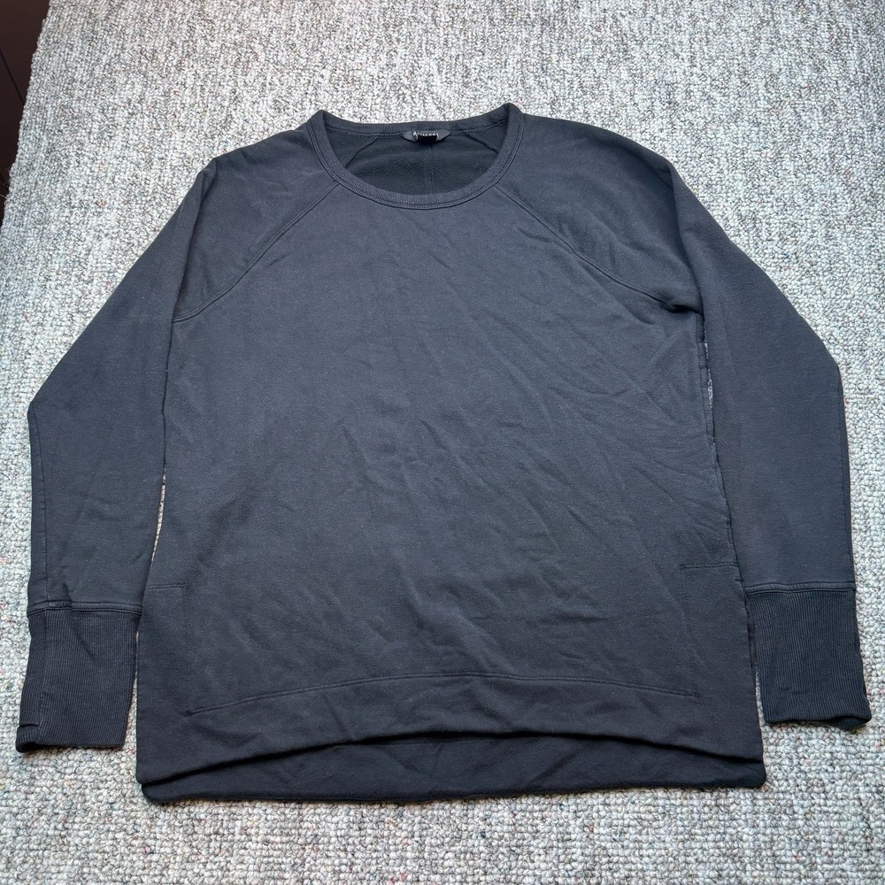 Athleta Sweatshirt Womens Medium Coaster Luxe Recover Athletic Black 659287